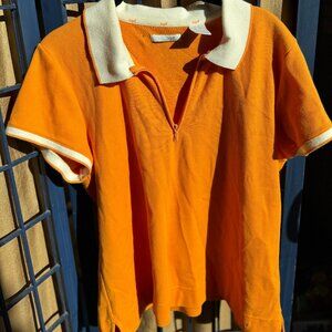 Lizgolf Orange Quarter Zip Polo Shirt Short Sleeve Golf Top